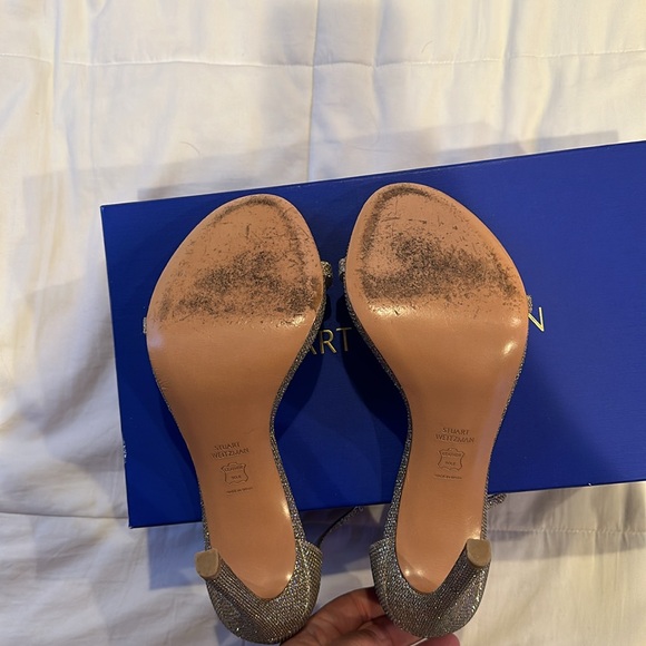 STUART WEITZMAN NUDIST SIZE 10.5 PLATINUM NOIR - Picture 5 of 7